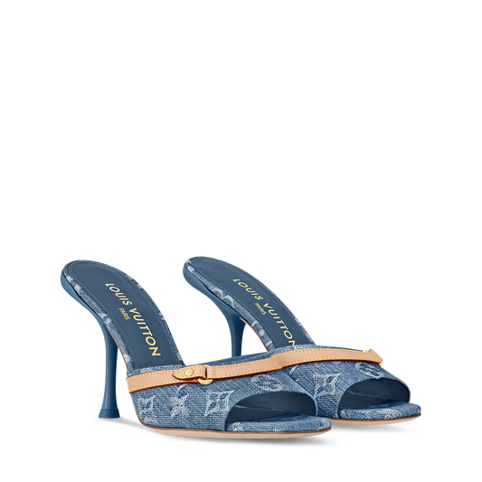 Denim Elegance High Heel Mules sandals