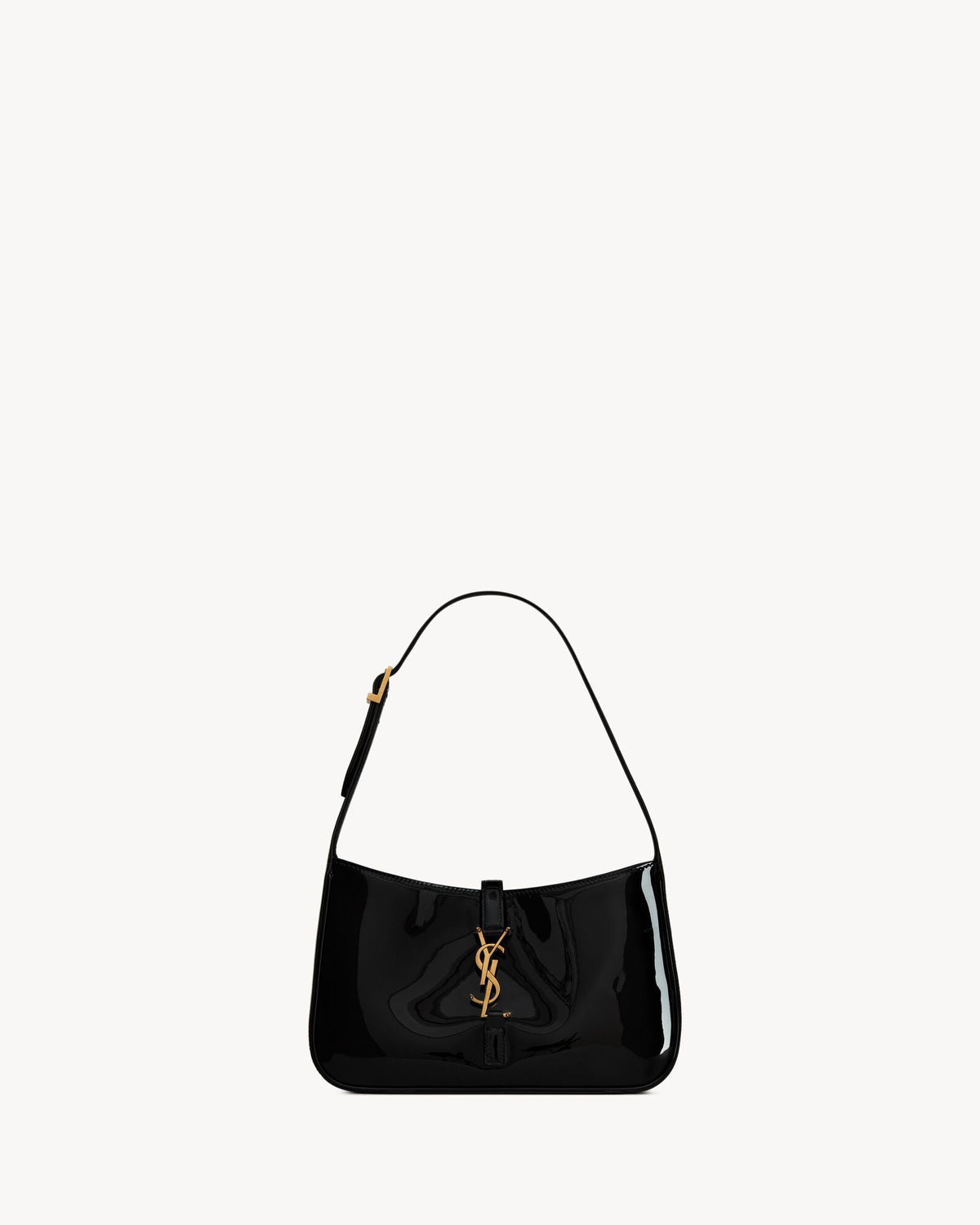 Saint Laurent Le 5 à 7 Patent Leather Hobo Bag – Burgundy Elegance