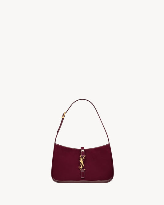 Saint Laurent Le 5 à 7 Patent Leather Hobo Bag – Burgundy Elegance