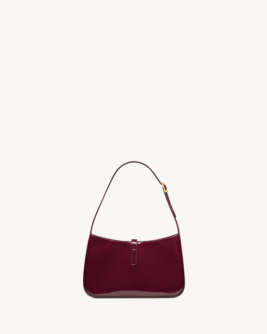 Saint Laurent Le 5 à 7 Patent Leather Hobo Bag – Burgundy Elegance
