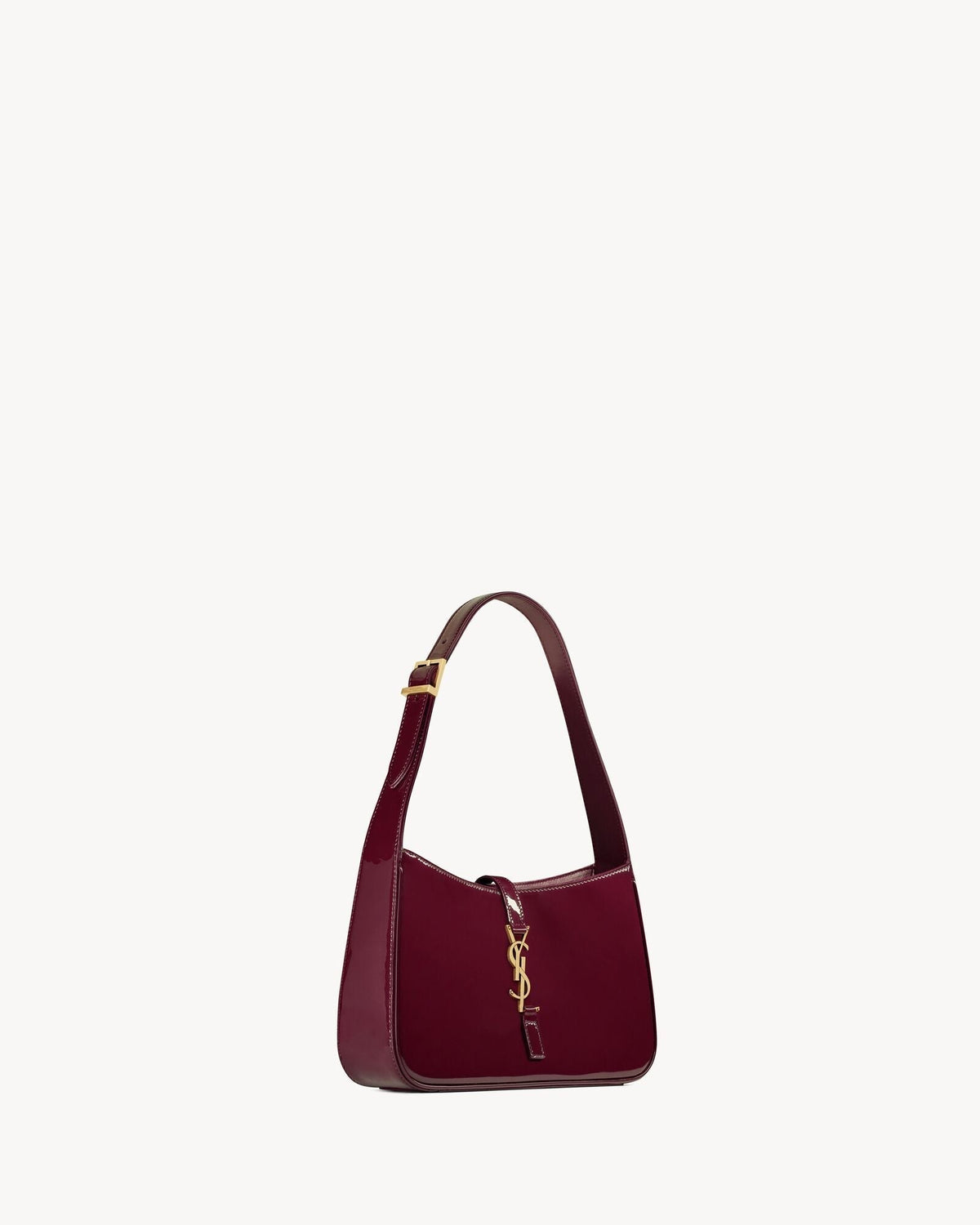 Saint Laurent Le 5 à 7 Patent Leather Hobo Bag – Burgundy Elegance