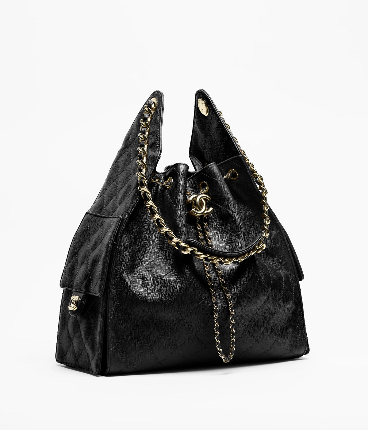 CC 25 Small Handbag Grained Calfskin & Gold-Tone Metal Bag