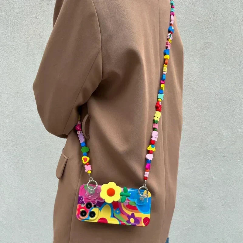 Flower With Lanyard Strap iPhone Case