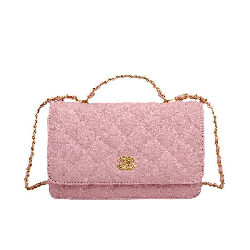 Wallet On Chain Shiny Lambskin Pearls Gold Tone Metal Bag