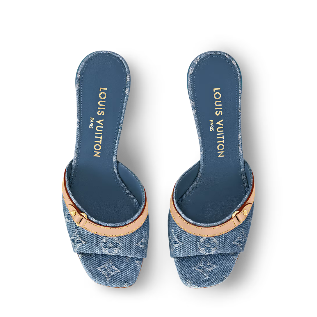 Denim Elegance High Heel Mules sandals