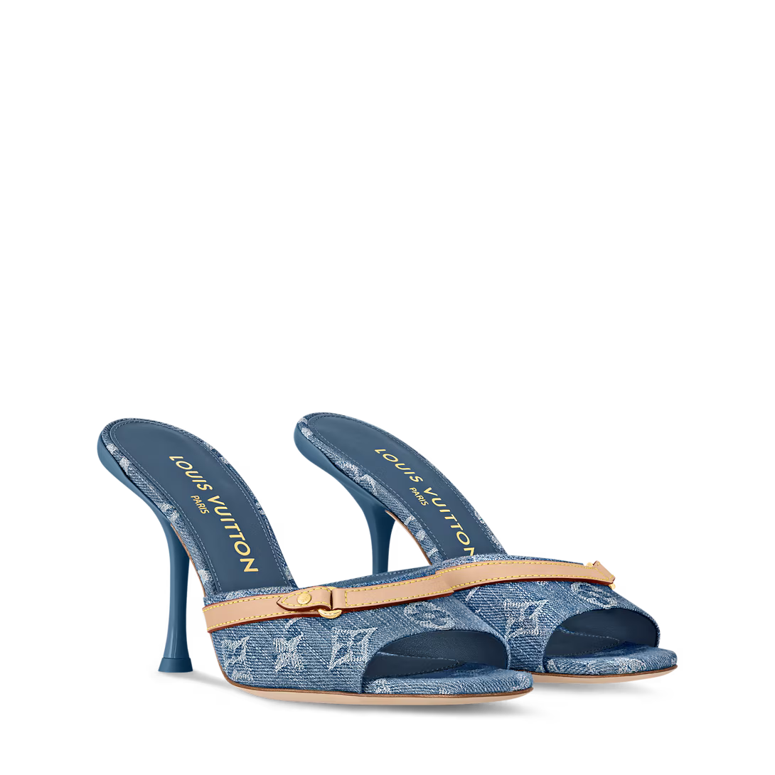 Denim Elegance High Heel Mules sandals