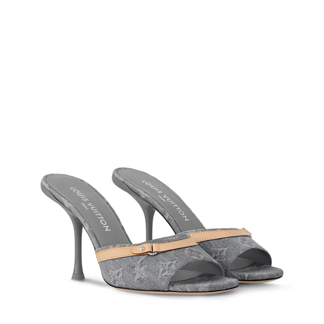 Denim Elegance High Heel Mules sandals