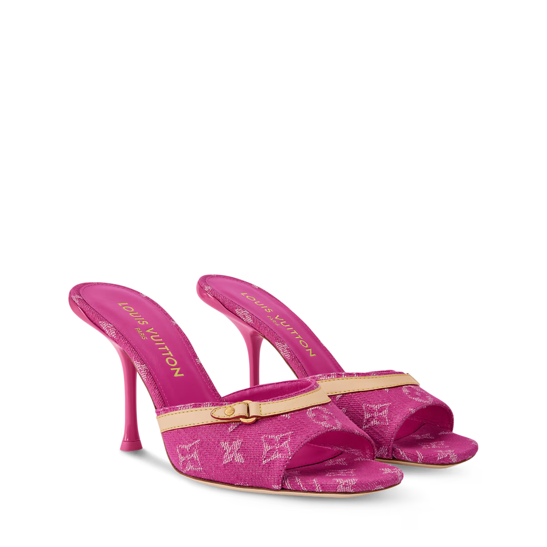 Denim Elegance High Heel Mules sandals